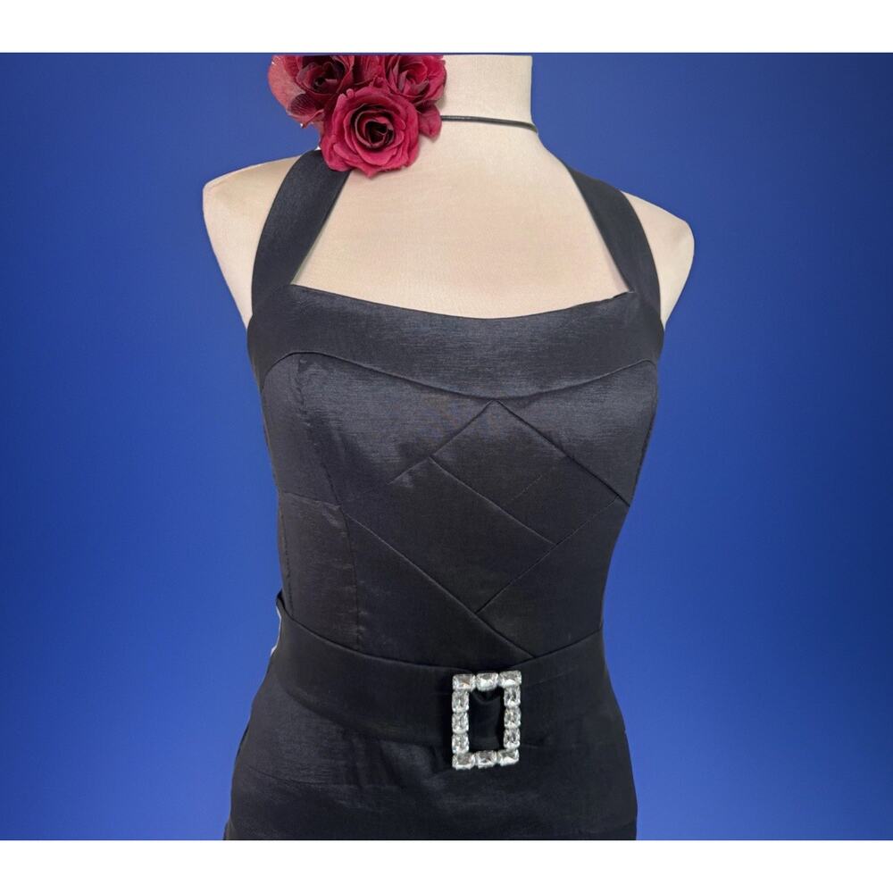 Vintage Jessica McClintock Black Dress | Open Back Wiggle Dress | Goth Glam NWT